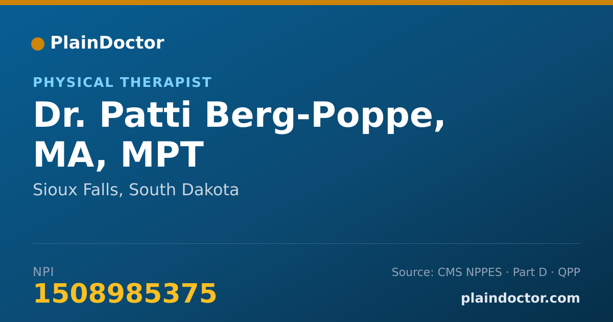 Shareable card for Patti Berg-Poppe, MA, MPT - Physical Therapist, Sioux Falls, SD