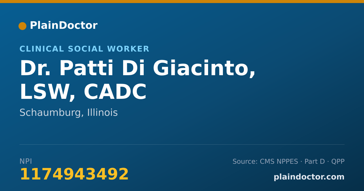 Shareable card for Patti Di Giacinto, LSW, CADC - Clinical Social Worker, Schaumburg, IL