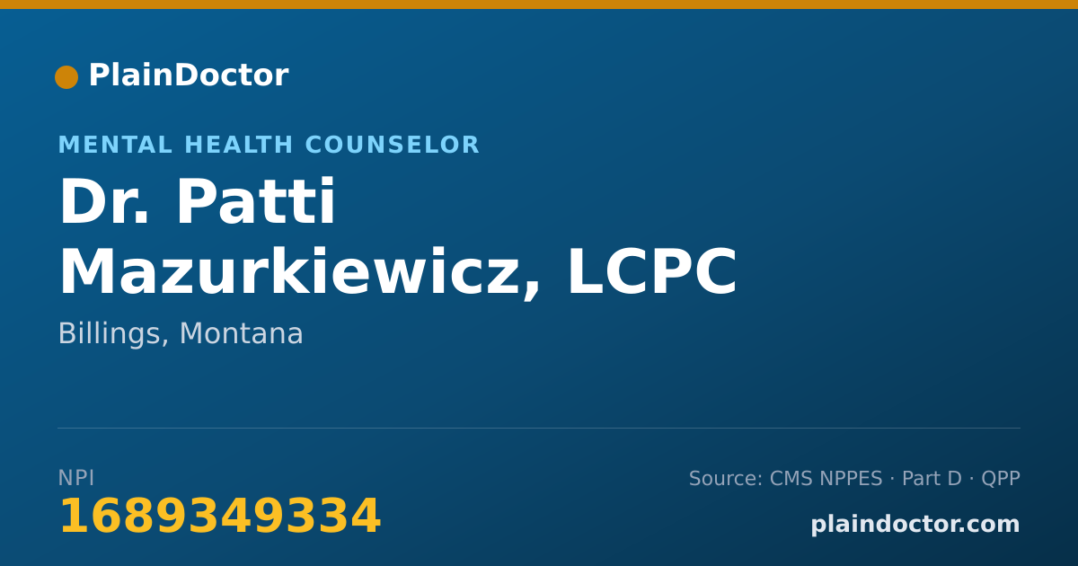 Shareable card for Patti Mazurkiewicz, LCPC - Mental Health Counselor, Billings, MT
