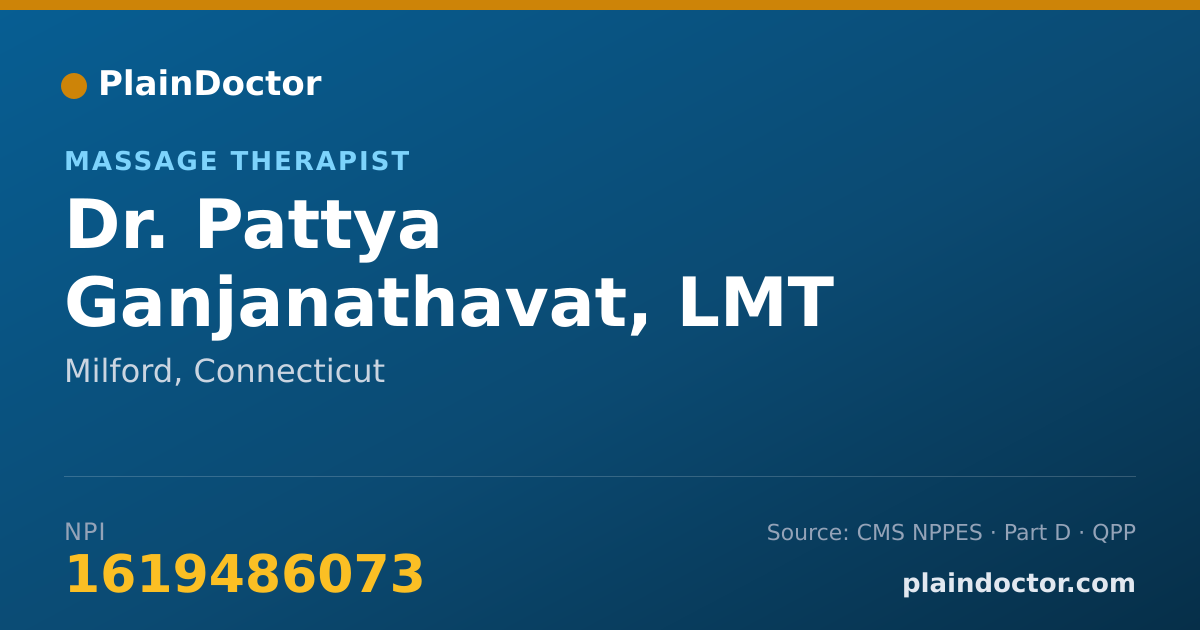 Shareable card for Pattya Ganjanathavat, LMT - Massage Therapist, Milford, CT