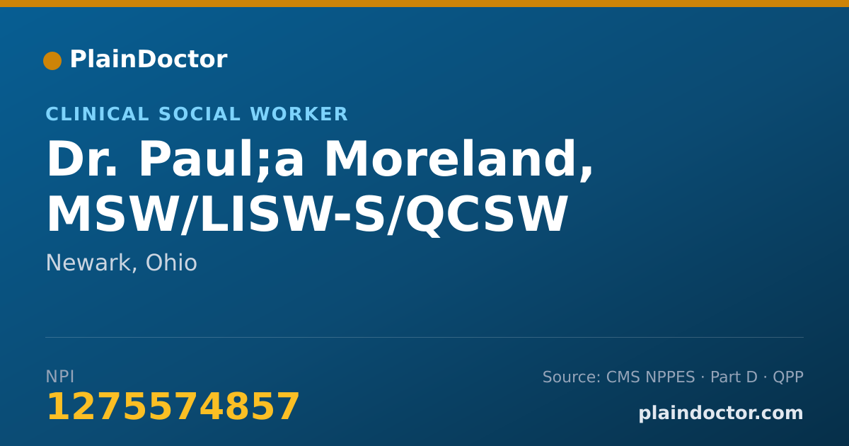 Shareable card for Paul;a Moreland, MSW/LISW-S/QCSW - Clinical Social Worker, Newark, OH