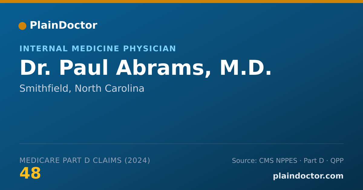 Shareable card for Paul Abrams, M.D. - Internal Medicine Physician, Smithfield, NC