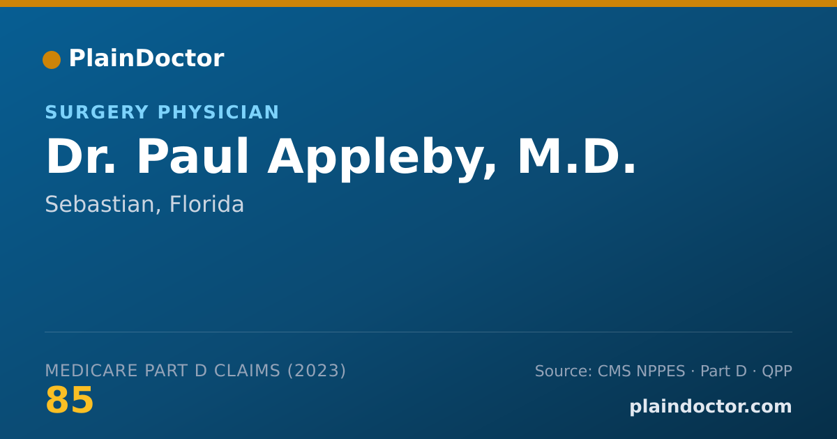 Shareable card for Paul Appleby, M.D. - Surgery Physician, Sebastian, FL