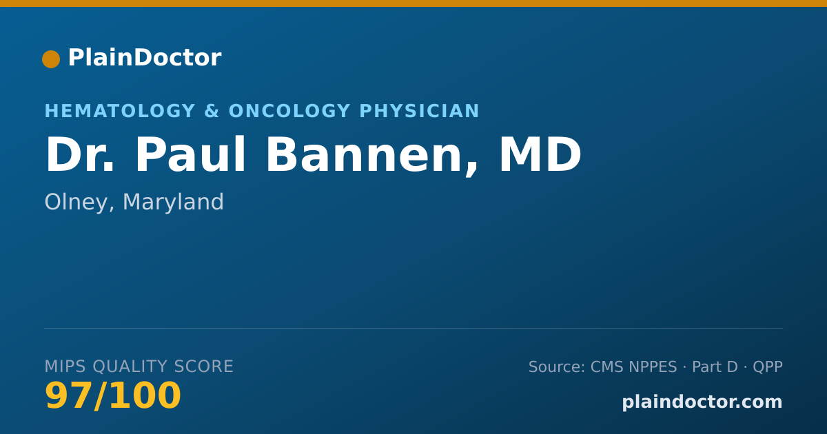 Shareable card for Paul Bannen, MD - Hematology & Oncology Physician, Olney, MD