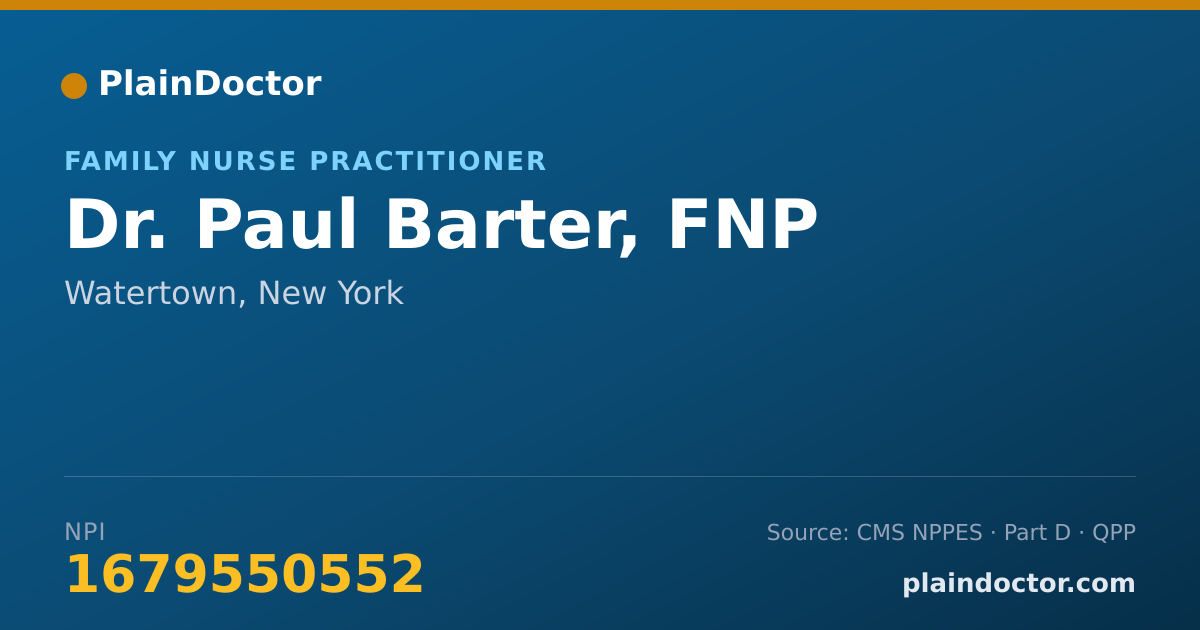 Shareable card for Paul Barter, FNP - Family Nurse Practitioner, Watertown, NY