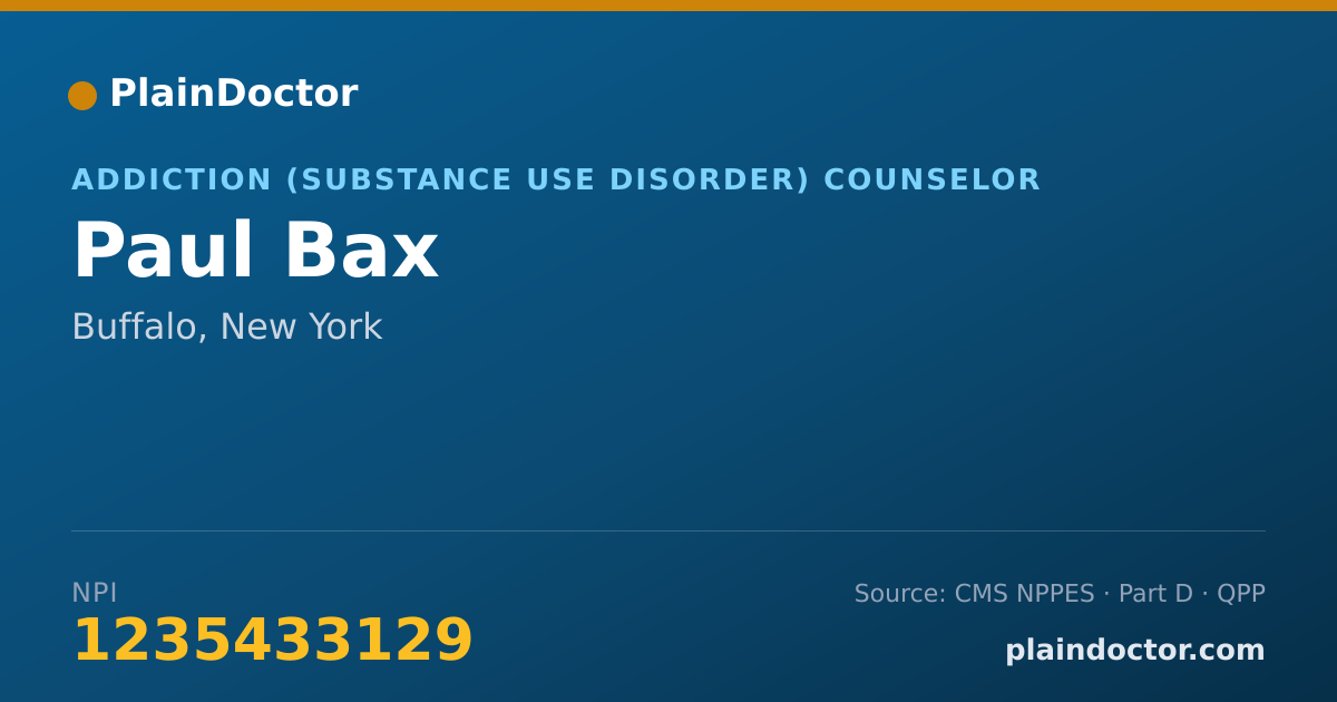 Shareable card for Paul Bax - Addiction (Substance Use Disorder) Counselor, Buffalo, NY
