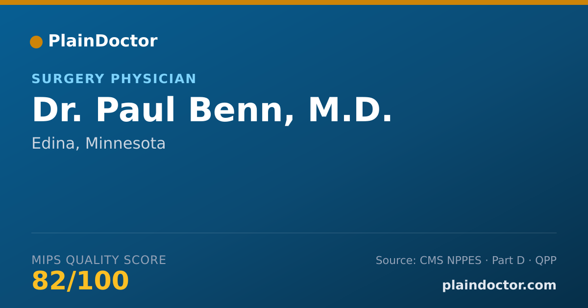 Shareable card for Paul Benn, M.D. - Surgery Physician, Edina, MN