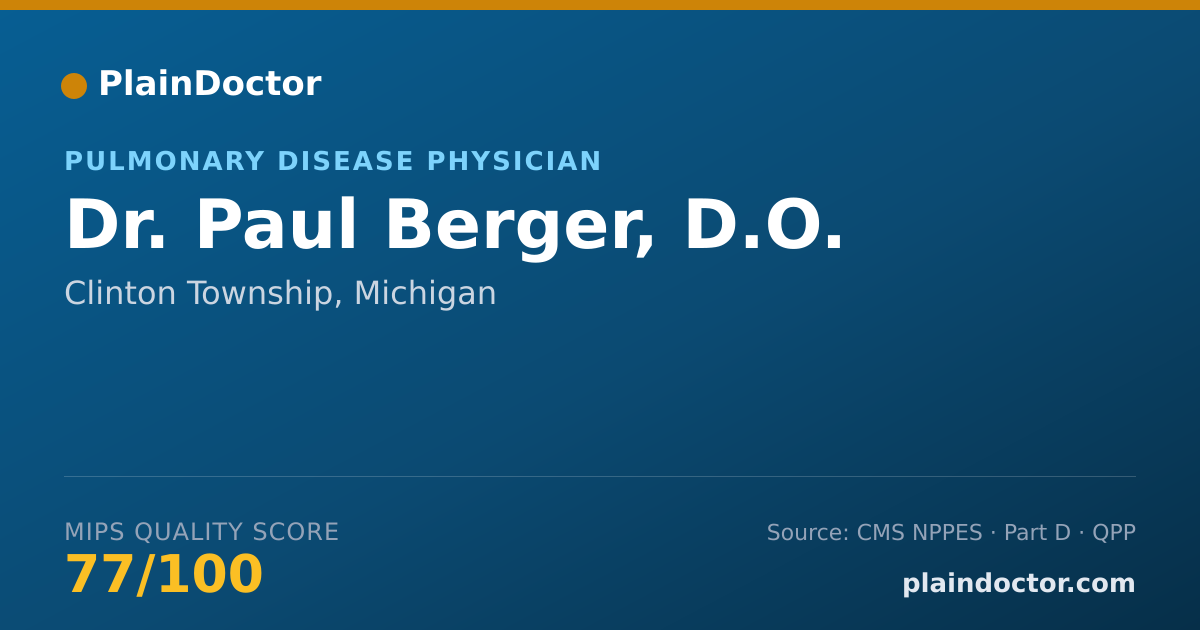 Shareable card for Paul Berger, D.O. - Pulmonary Disease Physician, Clinton Township, MI