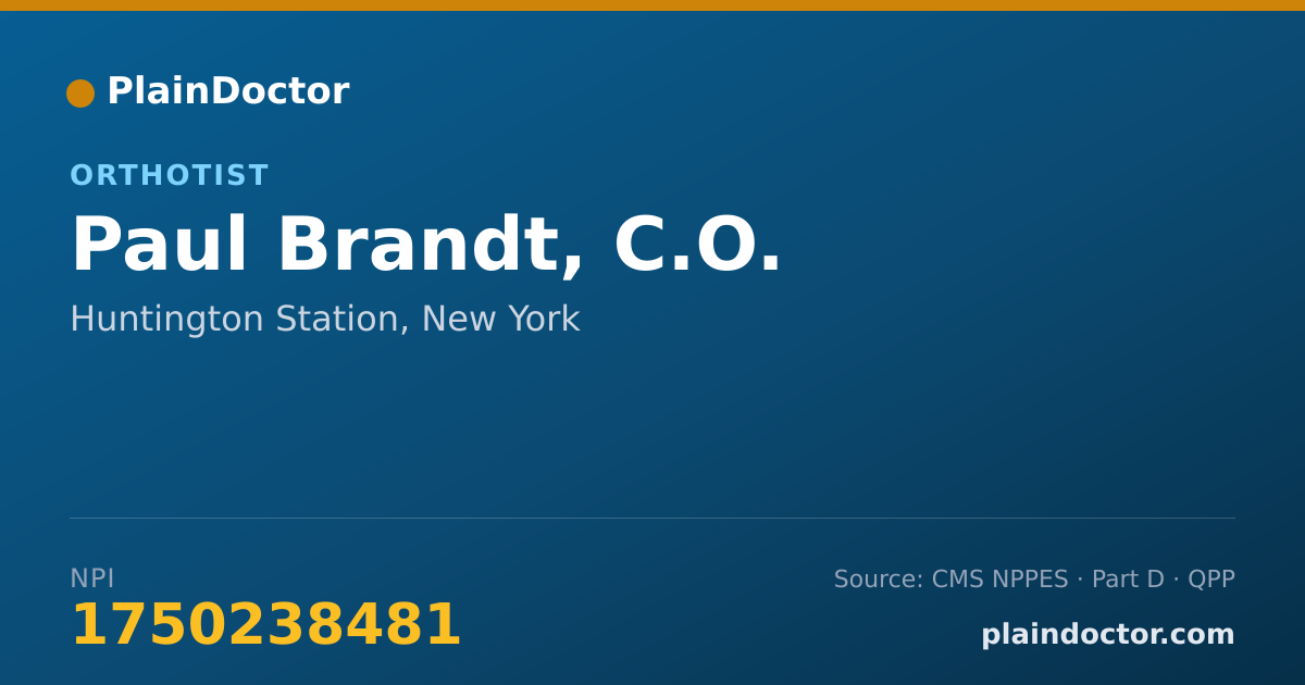 Shareable card for Paul Brandt, C.O. - Orthotist, Huntington Station, NY