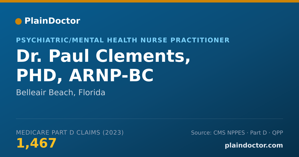 Shareable card for Paul Clements, PHD, ARNP-BC - Psychiatric/Mental Health Nurse Practitioner, Belleair Beach, FL