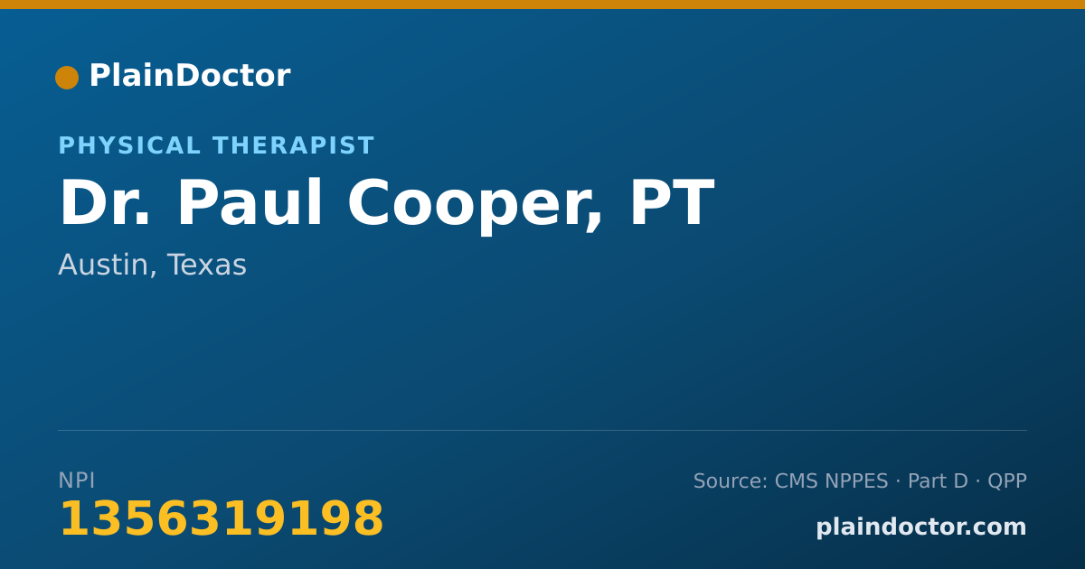 Shareable card for Paul Cooper, PT - Physical Therapist, Austin, TX