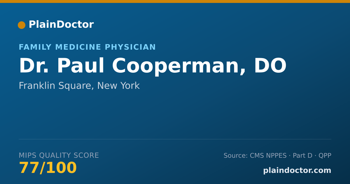 Shareable card for Paul Cooperman, DO - Family Medicine Physician, Franklin Square, NY