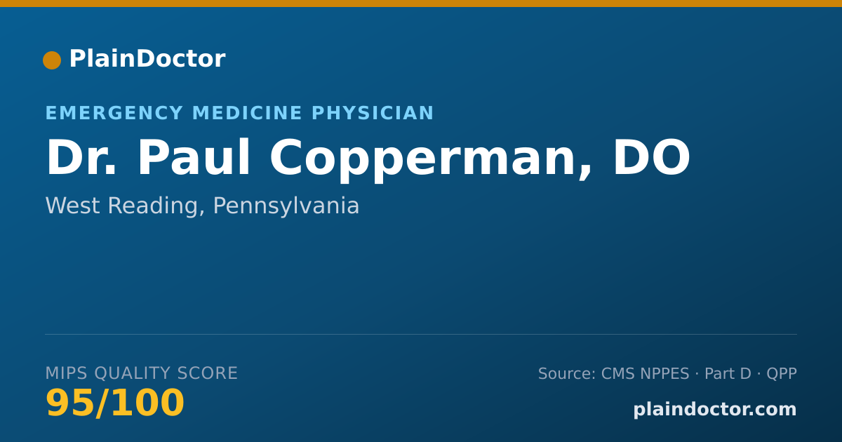 Shareable card for Paul Copperman, DO - Emergency Medicine Physician, West Reading, PA