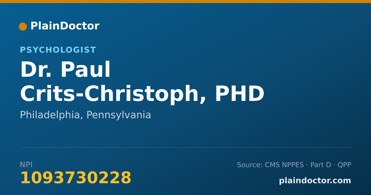 Shareable card for Paul Crits-Christoph, PHD - Psychologist, Philadelphia, PA