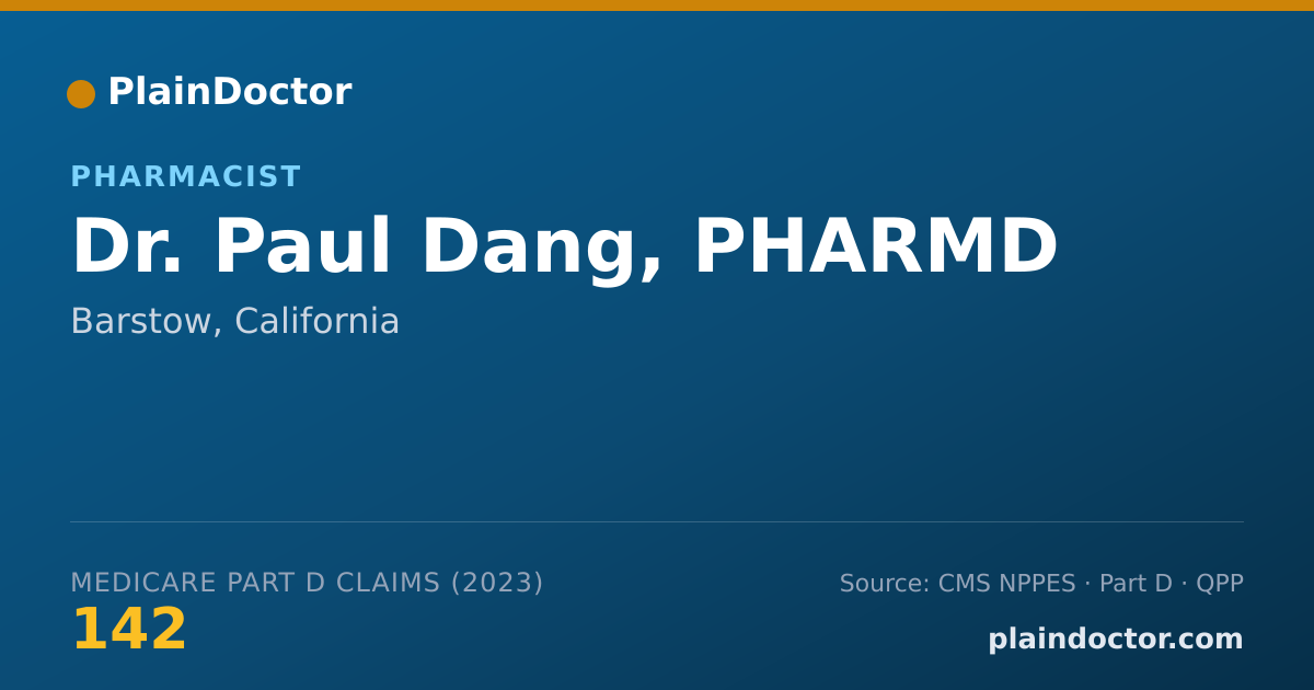 Shareable card for Paul Dang, PHARMD - Pharmacist, Barstow, CA