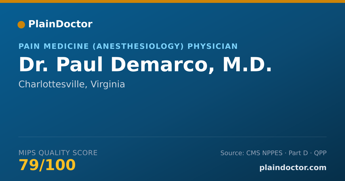 Shareable card for Paul Demarco, M.D. - Pain Medicine (Anesthesiology) Physician, Charlottesville, VA