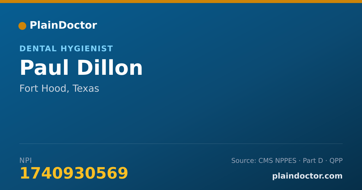 Shareable card for Paul Dillon - Dental Hygienist, Fort Hood, TX