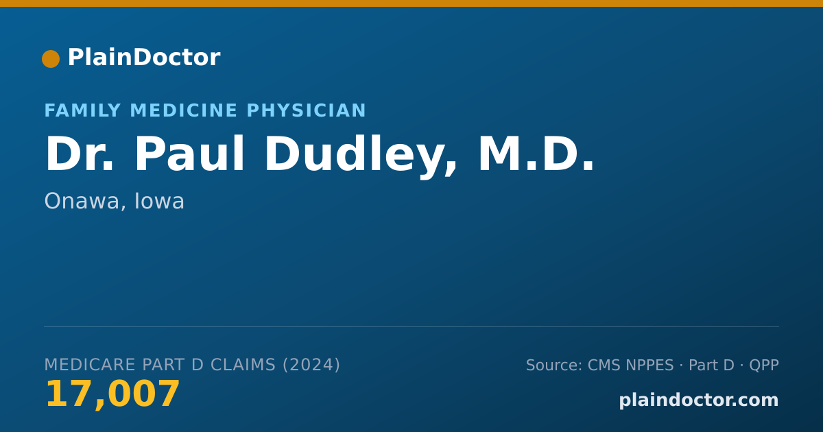 Shareable card for Paul Dudley, M.D. - Family Medicine Physician, Onawa, IA