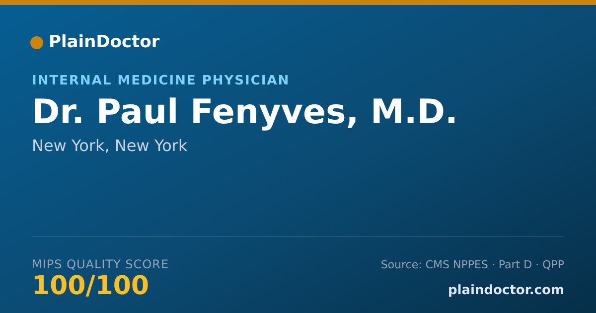 Shareable card for Paul Fenyves, M.D. - Internal Medicine Physician, New York, NY