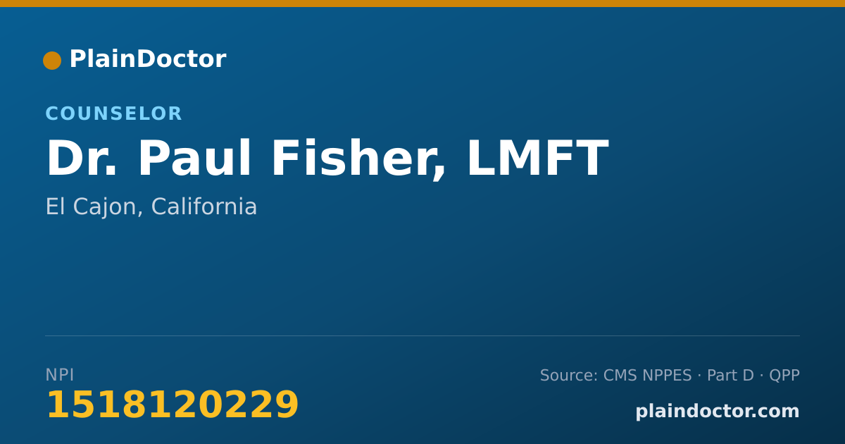 Shareable card for Paul Fisher, LMFT - Counselor, El Cajon, CA