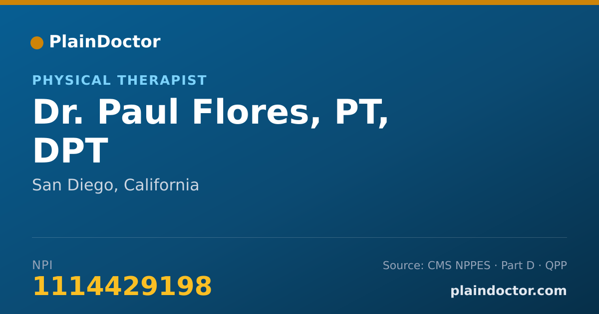 Shareable card for Paul Flores, PT, DPT - Physical Therapist, San Diego, CA