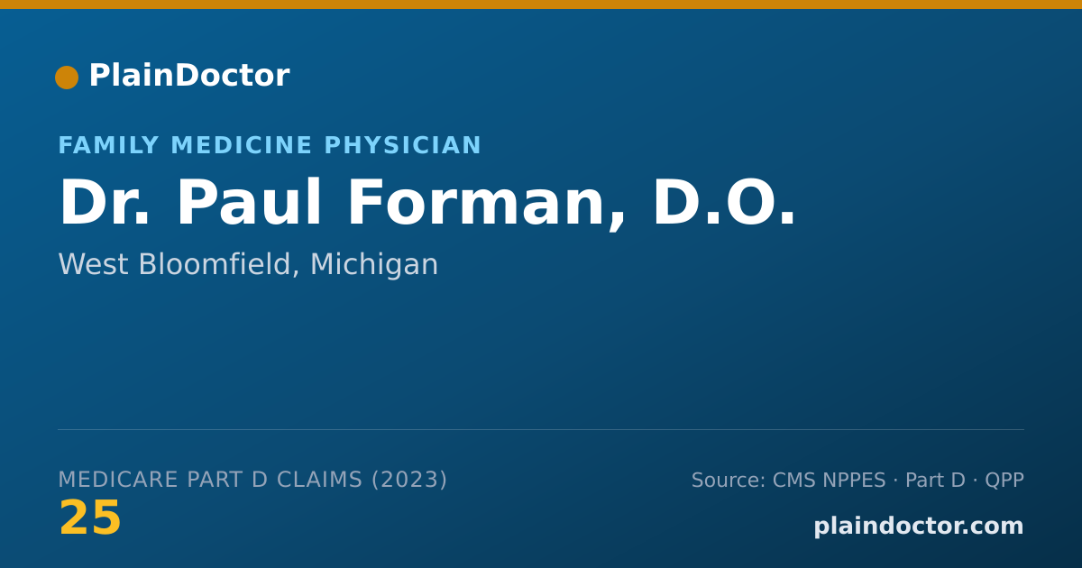 Shareable card for Paul Forman, D.O. - Family Medicine Physician, West Bloomfield, MI