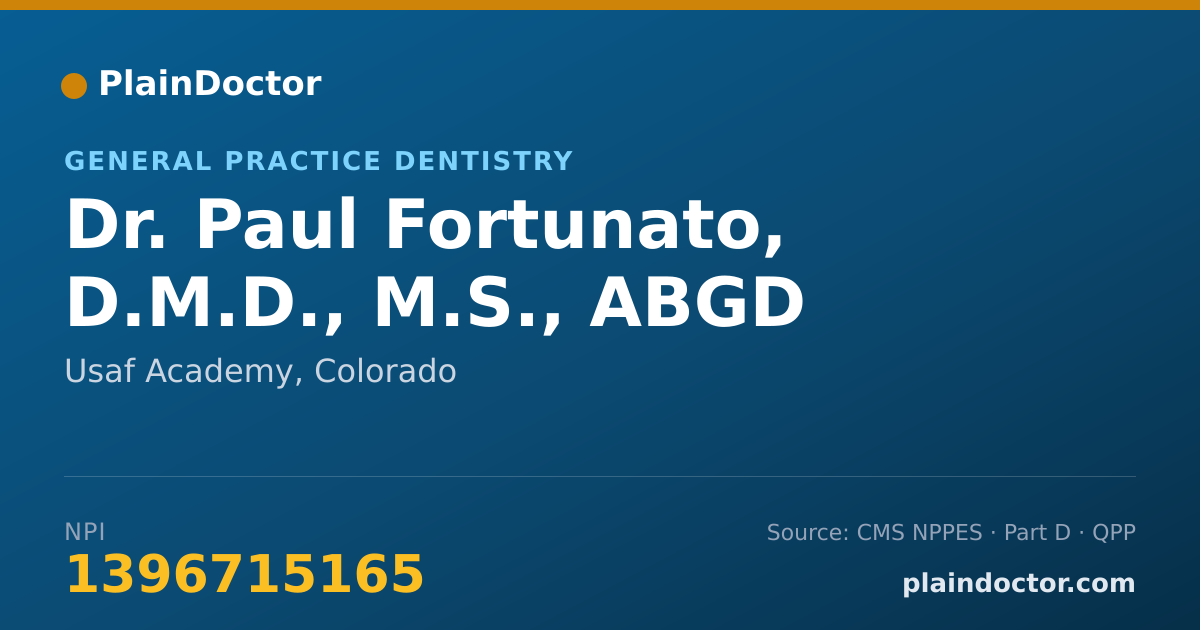 Shareable card for Paul Fortunato, D.M.D., M.S., ABGD - General Practice Dentistry, Usaf Academy, CO