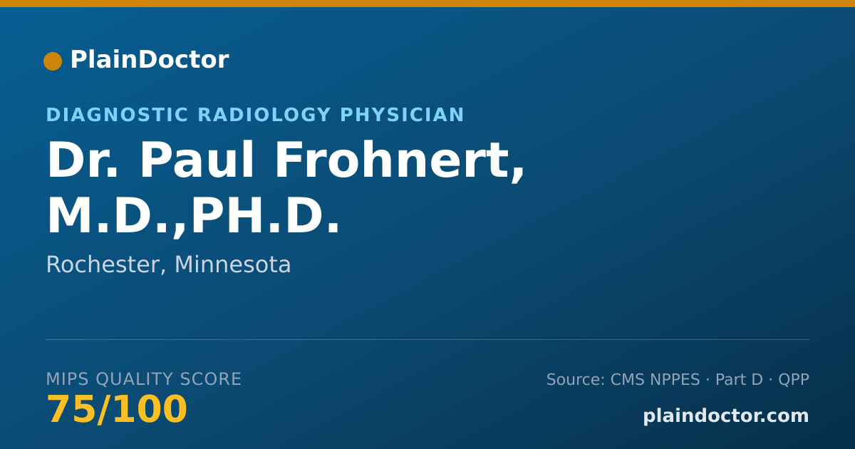 Shareable card for Paul Frohnert, M.D.,PH.D. - Diagnostic Radiology Physician, Rochester, MN