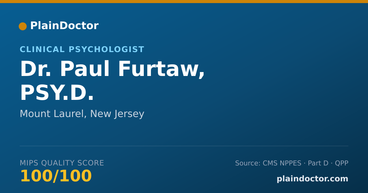 Shareable card for Paul Furtaw, PSY.D. - Clinical Psychologist, Mount Laurel, NJ