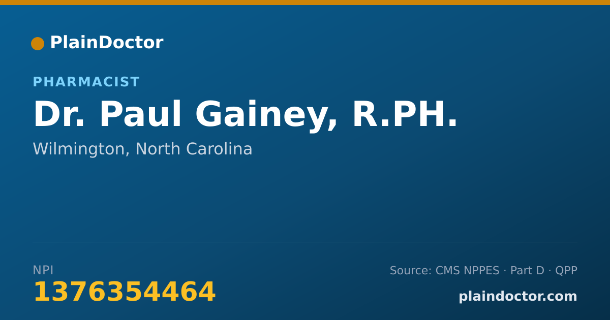 Shareable card for Paul Gainey, R.PH. - Pharmacist, Wilmington, NC