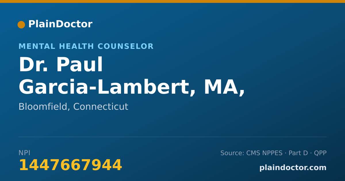 Shareable card for Paul Garcia-Lambert, MA, LPC - Mental Health Counselor, Bloomfield, CT