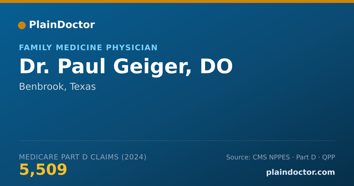 Shareable card for Paul Geiger, DO - Family Medicine Physician, Benbrook, TX