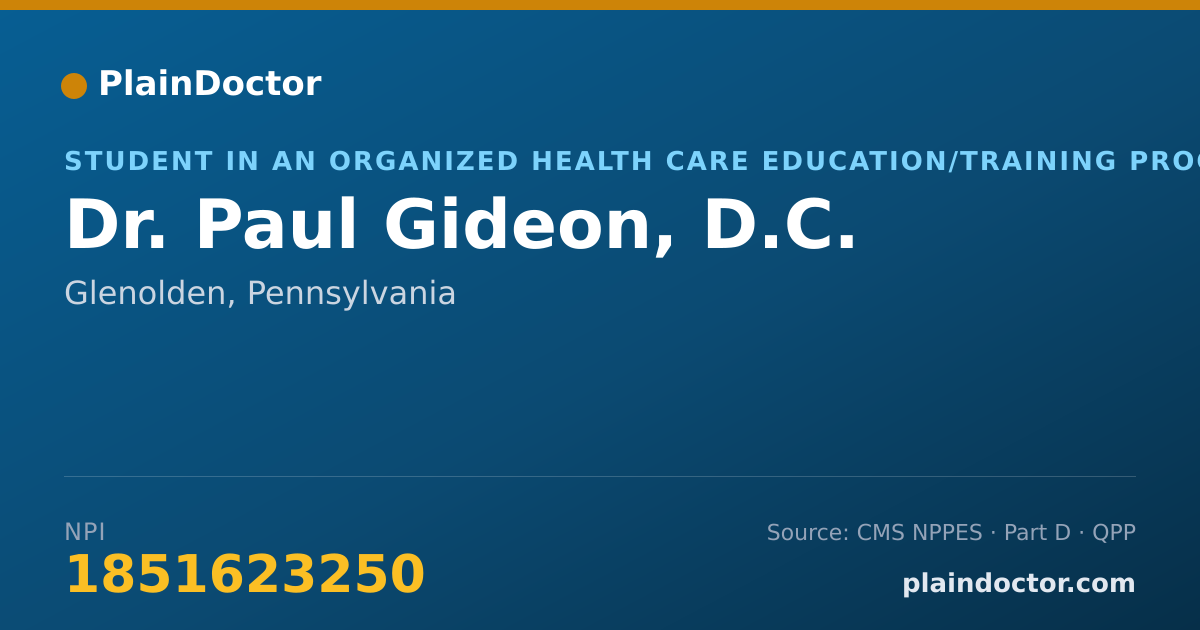 Shareable card for Paul Gideon, D.C. - Student in an Organized Health Care Education/Training Program, Glenolden, PA