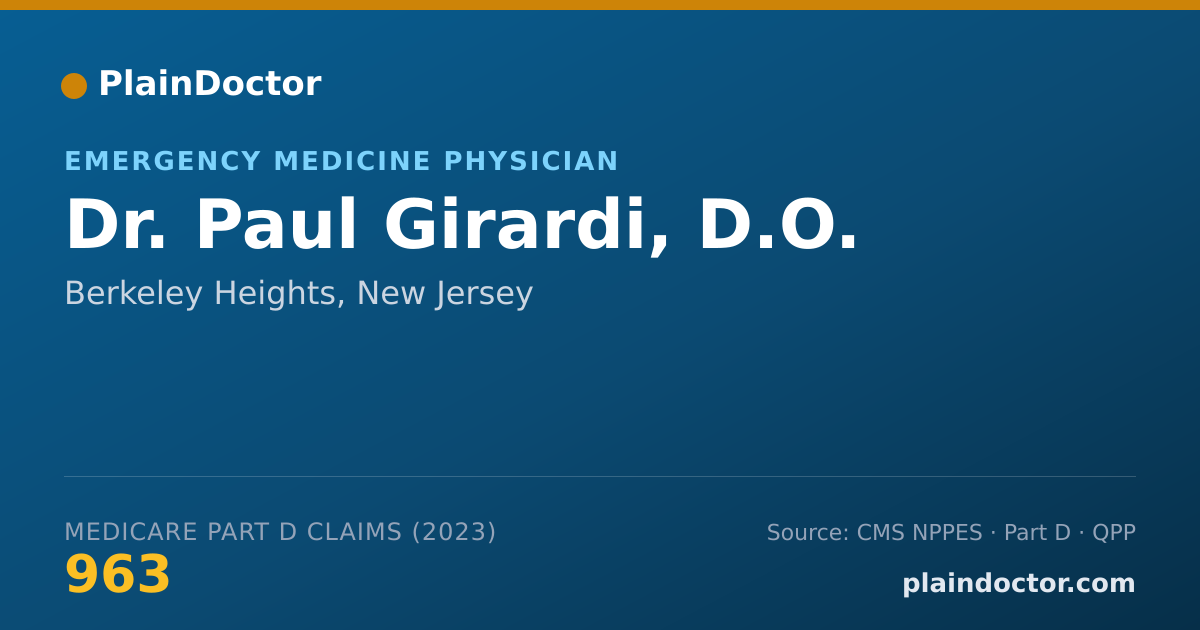 Shareable card for Paul Girardi, D.O. - Emergency Medicine Physician, Berkeley Heights, NJ