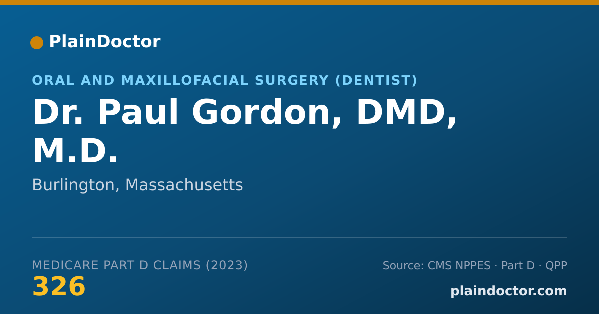 Shareable card for Paul Gordon, DMD, M.D. - Oral and Maxillofacial Surgery (Dentist), Burlington, MA