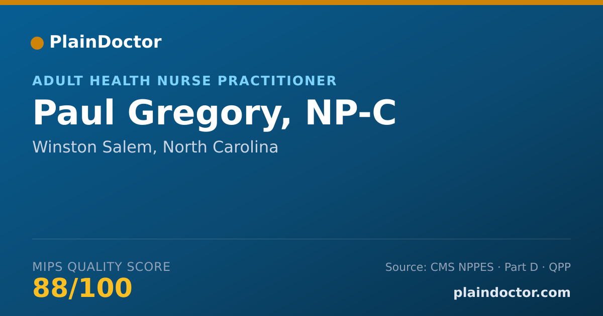 Shareable card for Paul Gregory, NP-C - Adult Health Nurse Practitioner, Winston Salem, NC