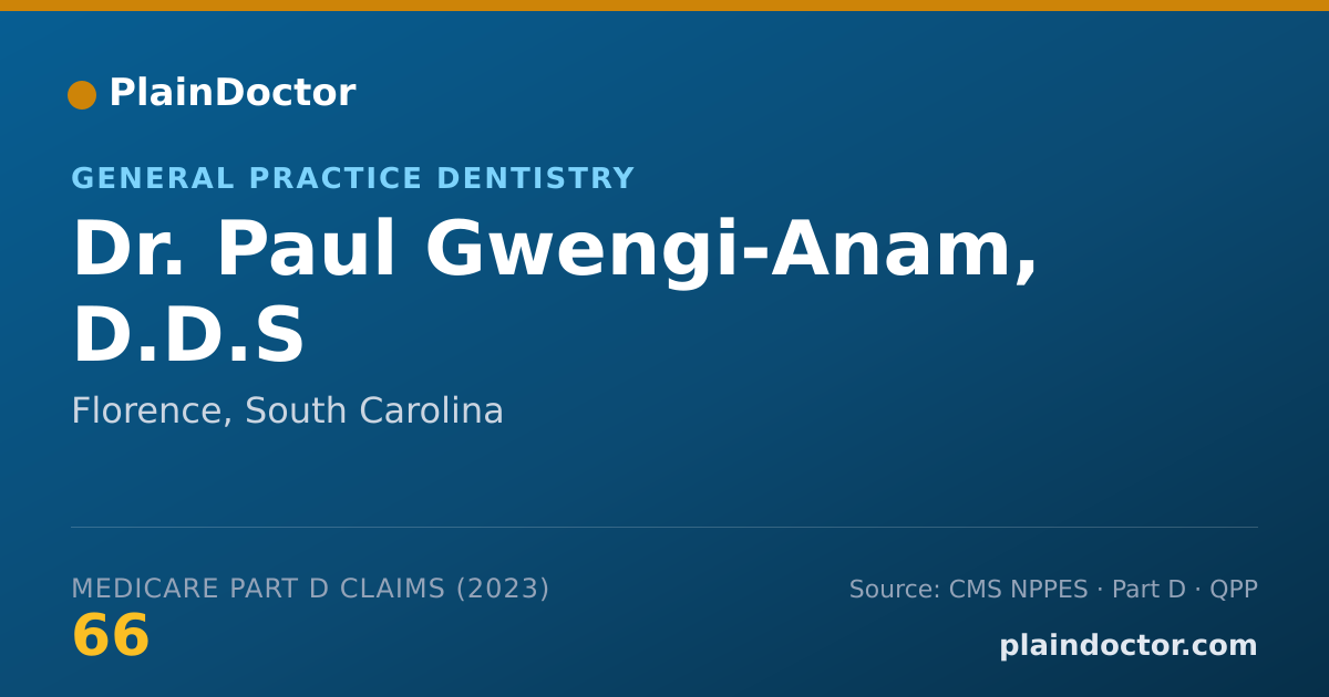 Shareable card for Paul Gwengi-Anam, D.D.S - General Practice Dentistry, Florence, SC