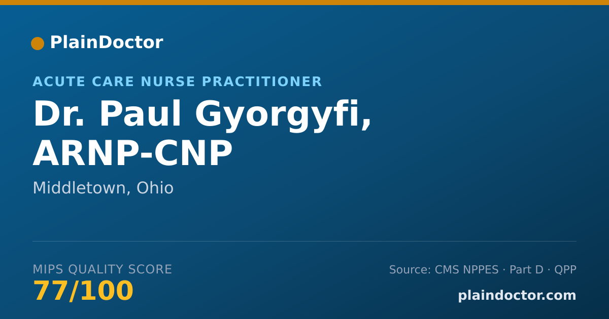 Shareable card for Paul Gyorgyfi, ARNP-CNP - Acute Care Nurse Practitioner, Middletown, OH