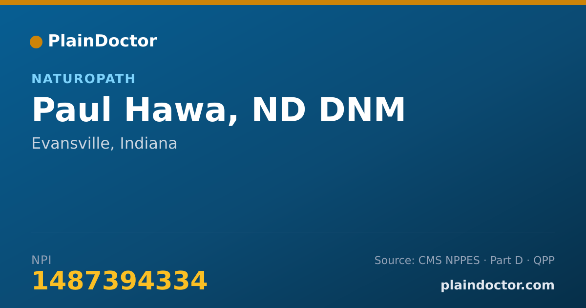 Shareable card for Paul Hawa, ND DNM - Naturopath, Evansville, IN