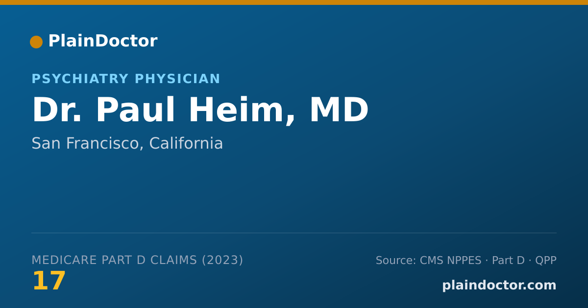 Shareable card for Paul Heim, MD - Psychiatry Physician, San Francisco, CA