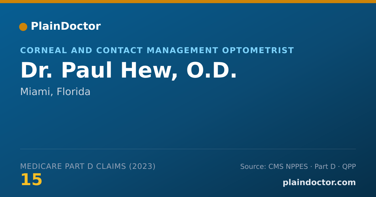 Shareable card for Paul Hew, O.D. - Corneal and Contact Management Optometrist, Miami, FL