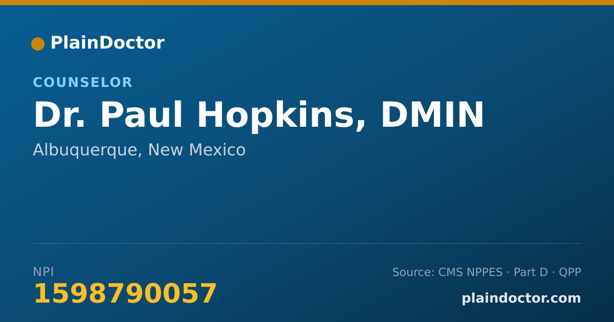 Shareable card for Paul Hopkins, DMIN - Counselor, Albuquerque, NM