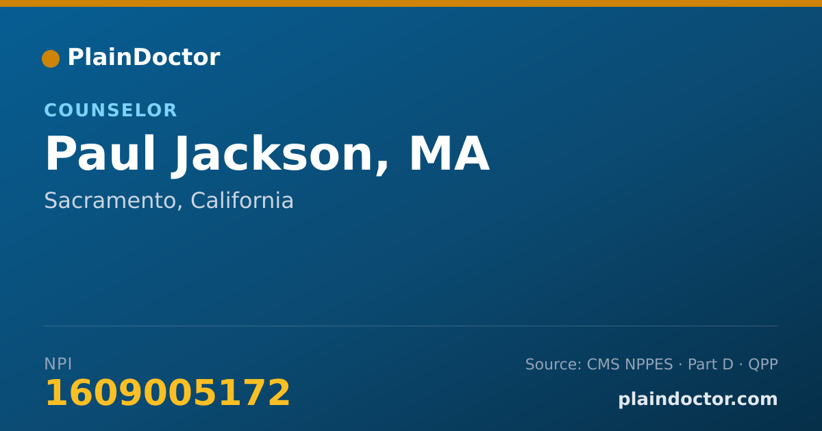 Shareable card for Paul Jackson, MA - Counselor, Sacramento, CA