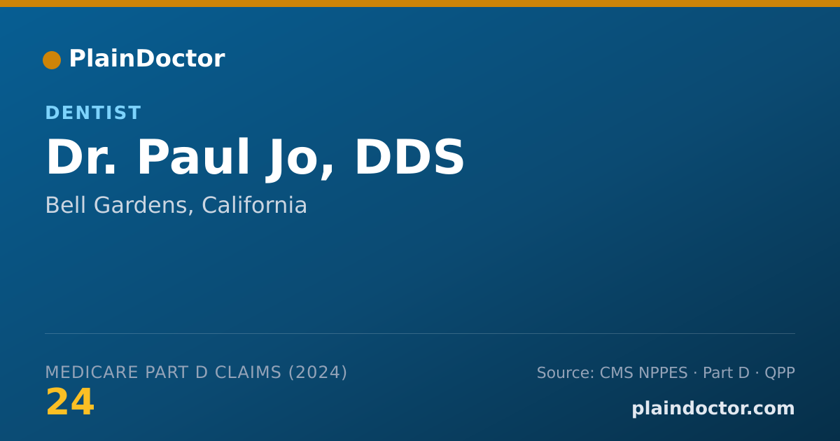 Shareable card for Paul Jo, DDS - Dentist, Bell Gardens, CA