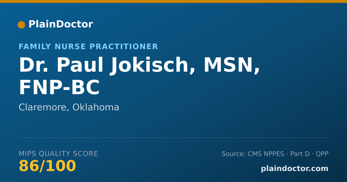 Shareable card for Paul Jokisch, MSN, FNP-BC - Family Nurse Practitioner, Claremore, OK