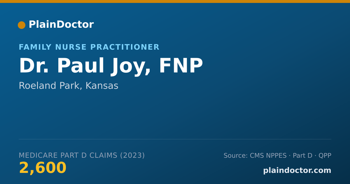 Shareable card for Paul Joy, FNP - Family Nurse Practitioner, Roeland Park, KS