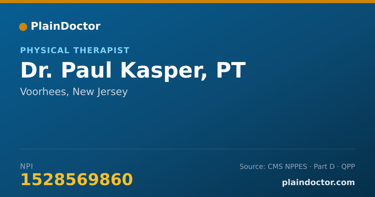 Shareable card for Paul Kasper, PT - Physical Therapist, Voorhees, NJ