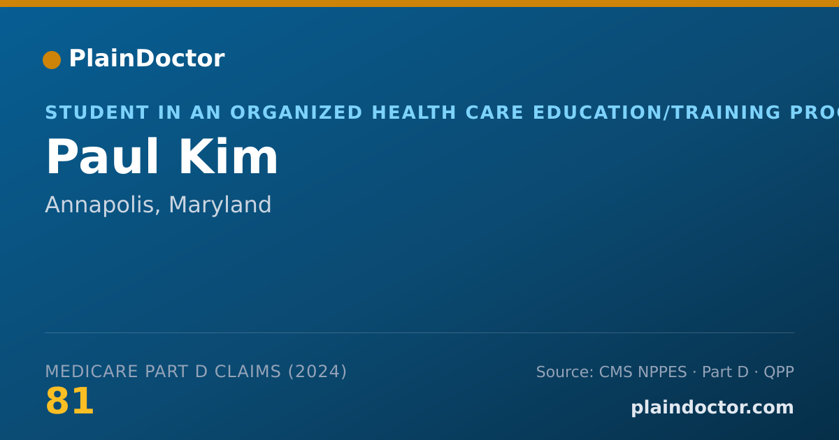 Shareable card for Paul Kim - Student in an Organized Health Care Education/Training Program, Annapolis, MD