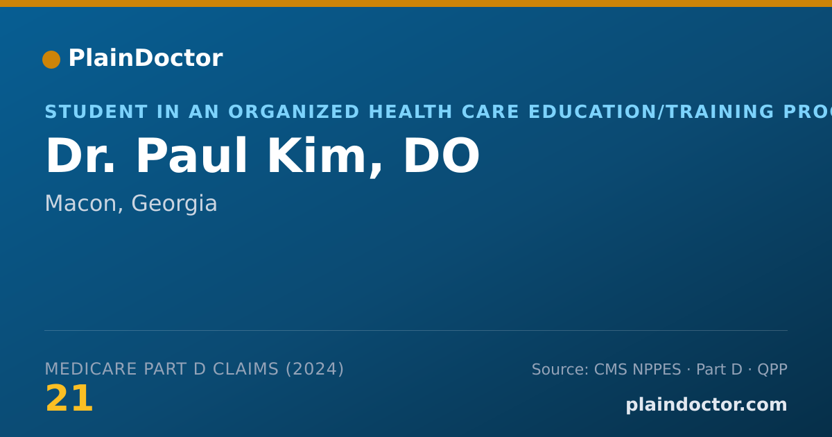 Shareable card for Paul Kim, DO - Student in an Organized Health Care Education/Training Program, Macon, GA