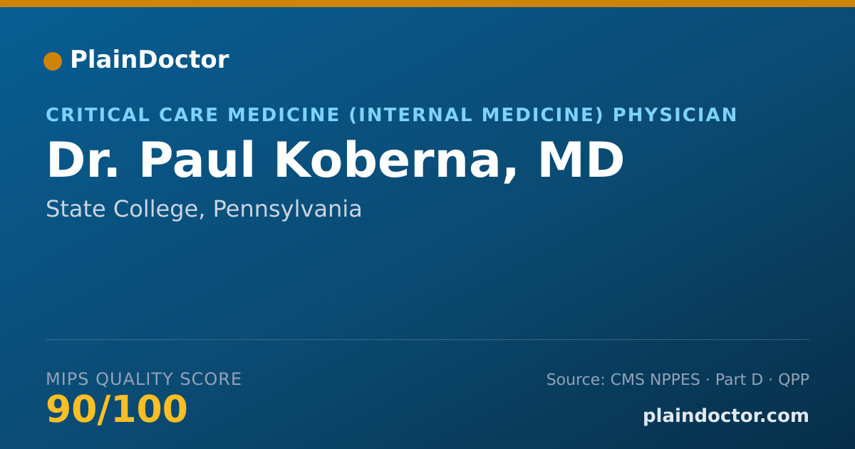 Shareable card for Paul Koberna, MD - Critical Care Medicine (Internal Medicine) Physician, State College, PA